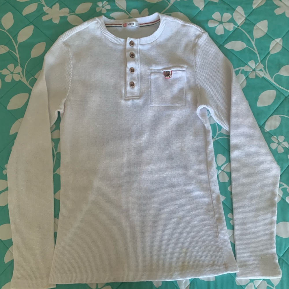 H2H White Henley Shirt Size